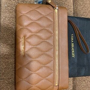 NWT Vera Bradley large brown quilted wristlet